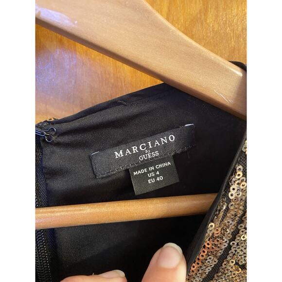 NWT Marciano Isla Black Gold Sequin Bodycon Dress Mini Party Cocktail NYE Sz 4 - Picture 6 of 7